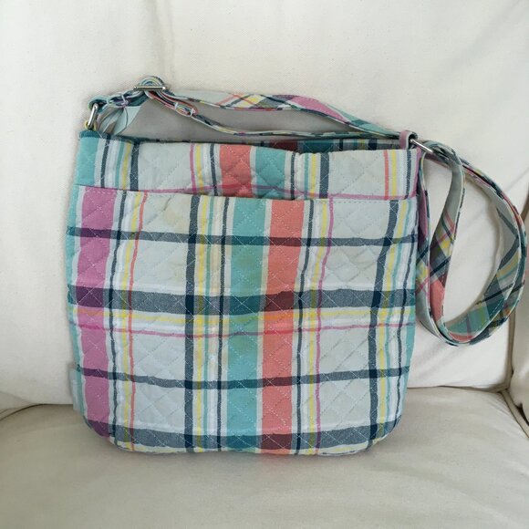 Vera Bradley Pastel Plaid Triple Zip Crossbody - Picture 2 of 11